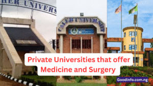 Private universities that offer medicine and surgery 